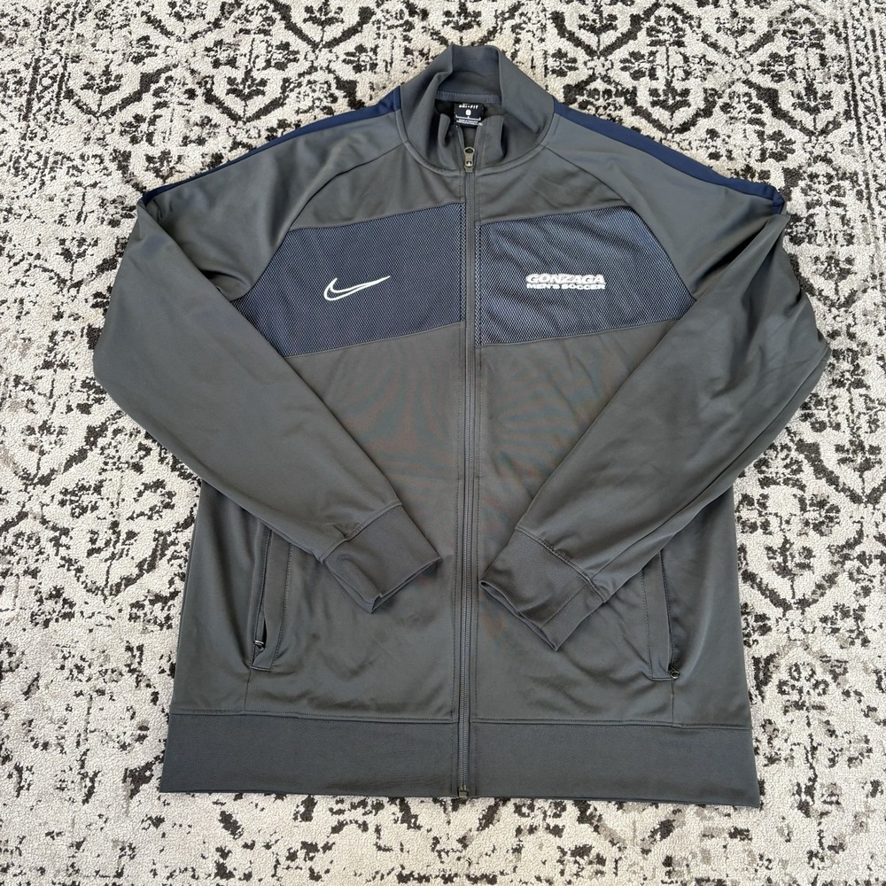 Nike Dri-fit Gonzaga Bulldogs Mens Large Gray/ Blue Y2K Full Zip Track Jacket